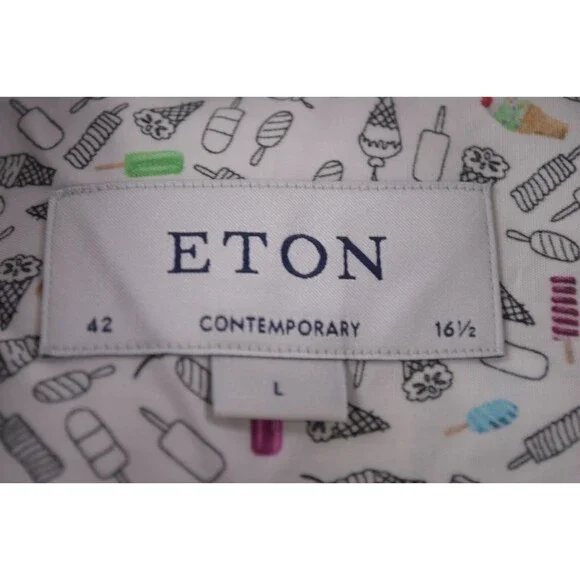 Eton NWT Dress / Sport Shirt Size 16.5 42 L Contemporary Multicolor Ice Cream